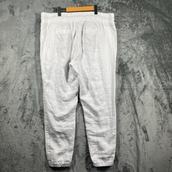 Athleta Linen Pants Jogger Womens Size 16 Gray Mirco Cheetah Abalone Summer - Picture 8 of 11